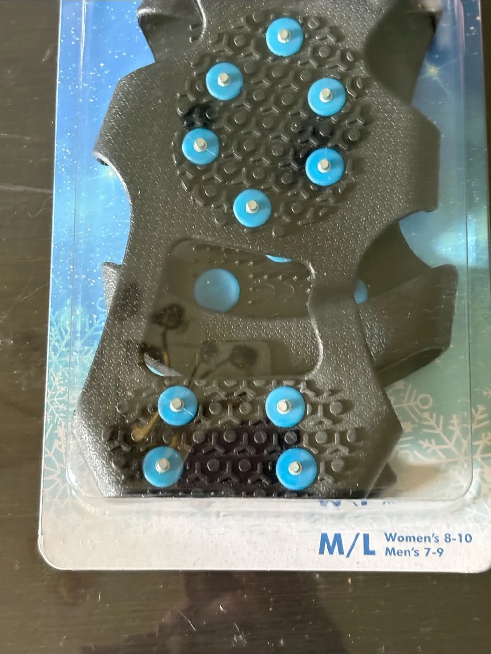Snow Treads M/L Black with Blue Studs - Ice Traction Cleats